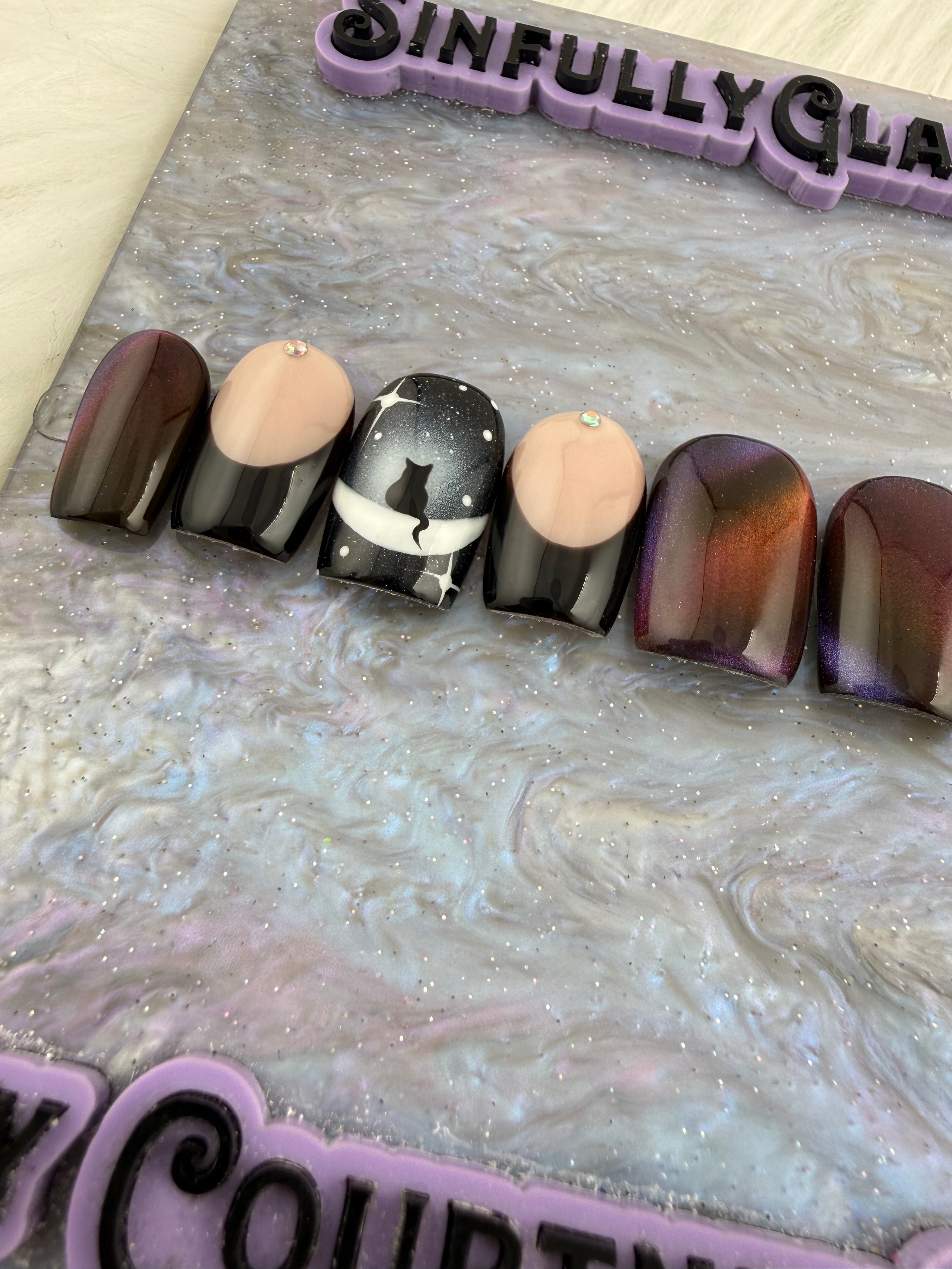 Cat On The Moon Press On Nails *PLEASE READ FULL DESCRIPTION*