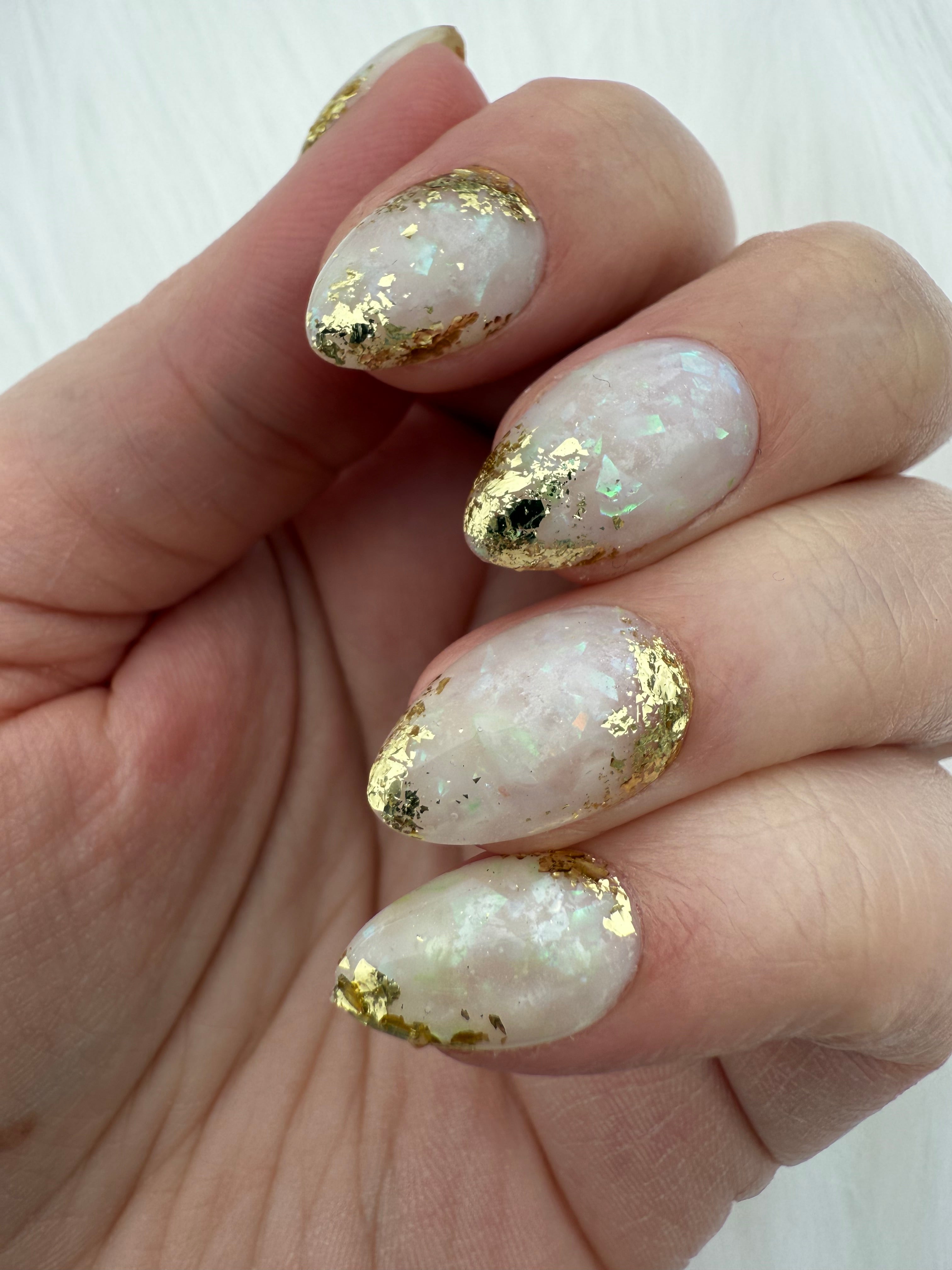 White Opal Press On Nails *PLEASE READ FULL DESCRIPTION *