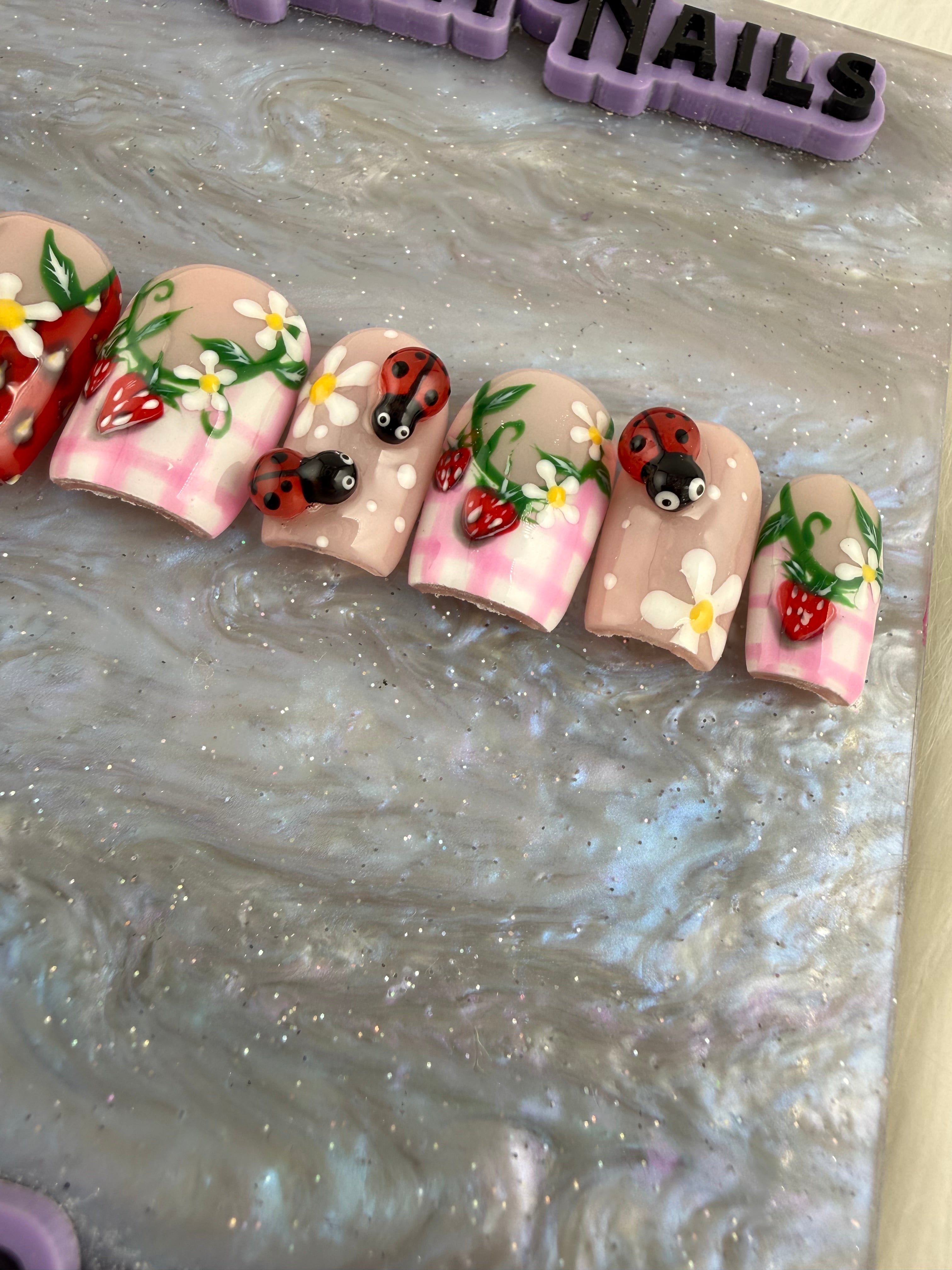Strawberry Fields Press On Nails * PLEASE READ DESCRIPTION*