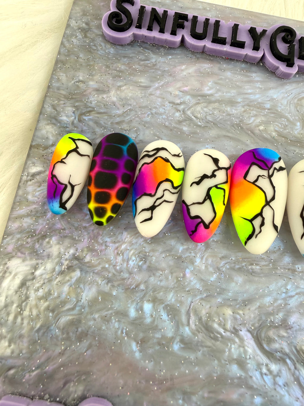 Neon Fracture Press On Nails *PLEASE READ DESCRIPTION*