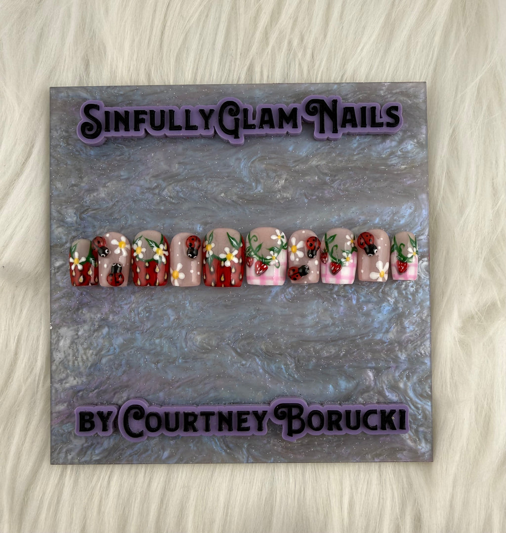 Strawberry Fields Press On Nails * PLEASE READ DESCRIPTION*