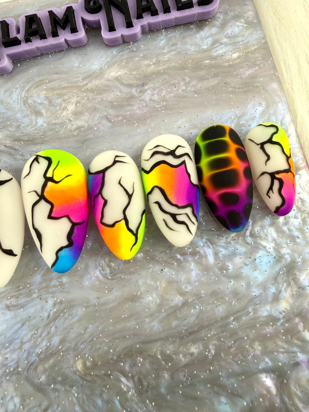 Neon Fracture Press On Nails *PLEASE READ DESCRIPTION*
