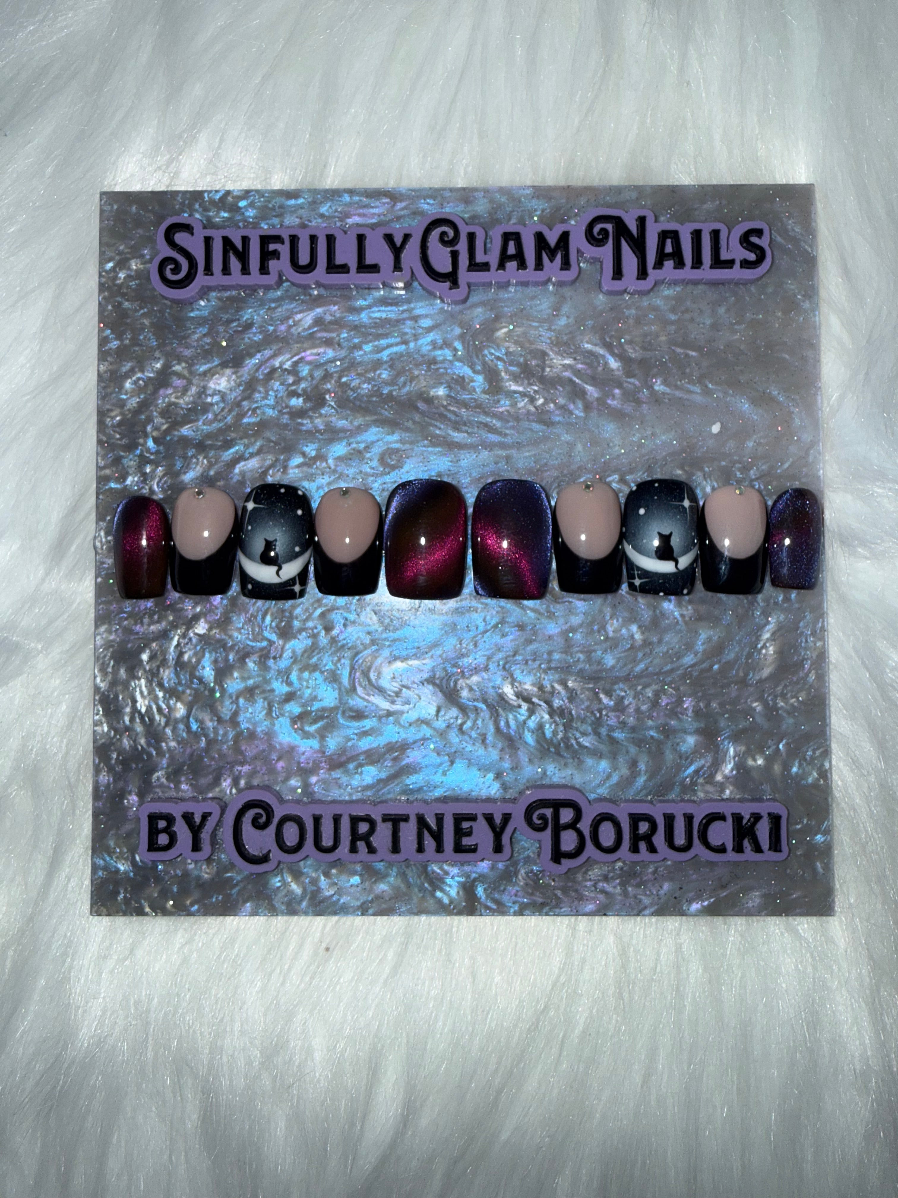 Cat On The Moon Press On Nails *PLEASE READ FULL DESCRIPTION*