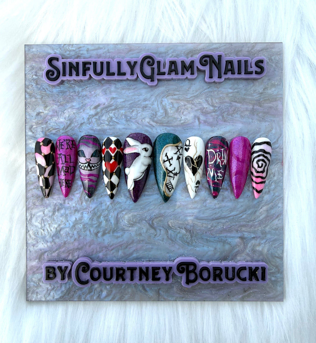 Down The Wonder Land Press On Nails *PLEASE READ FULL DESCRIPTION*