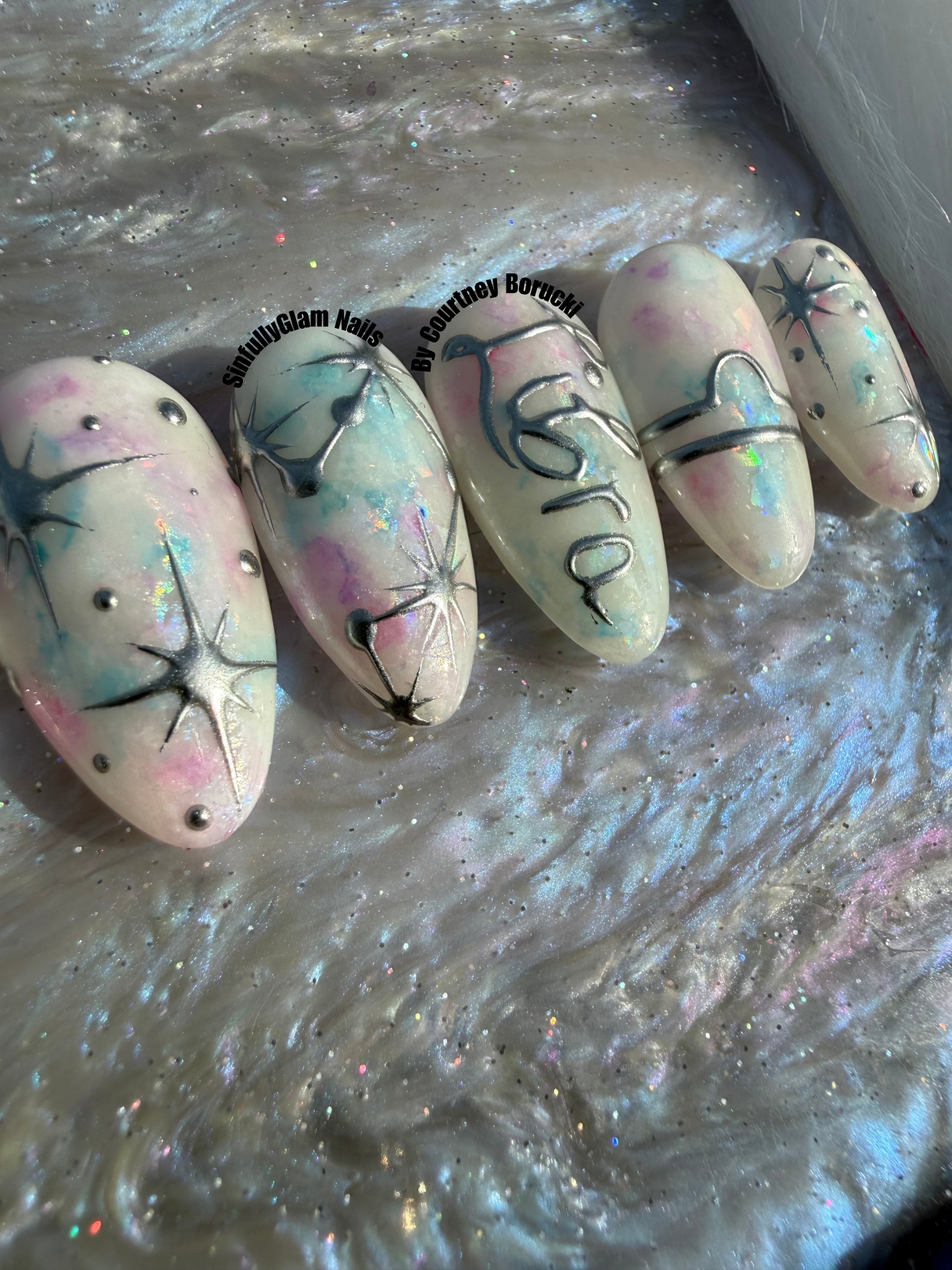 Zodiac Birthday- White Opal Press On Nails *PLEASE READ DESCRIPTION*