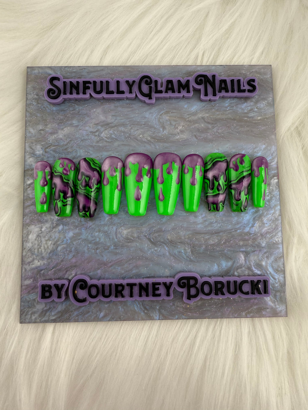 Toxic Waste Drip Press On Nails *PLEASE READ FULL DESCRIPTION *