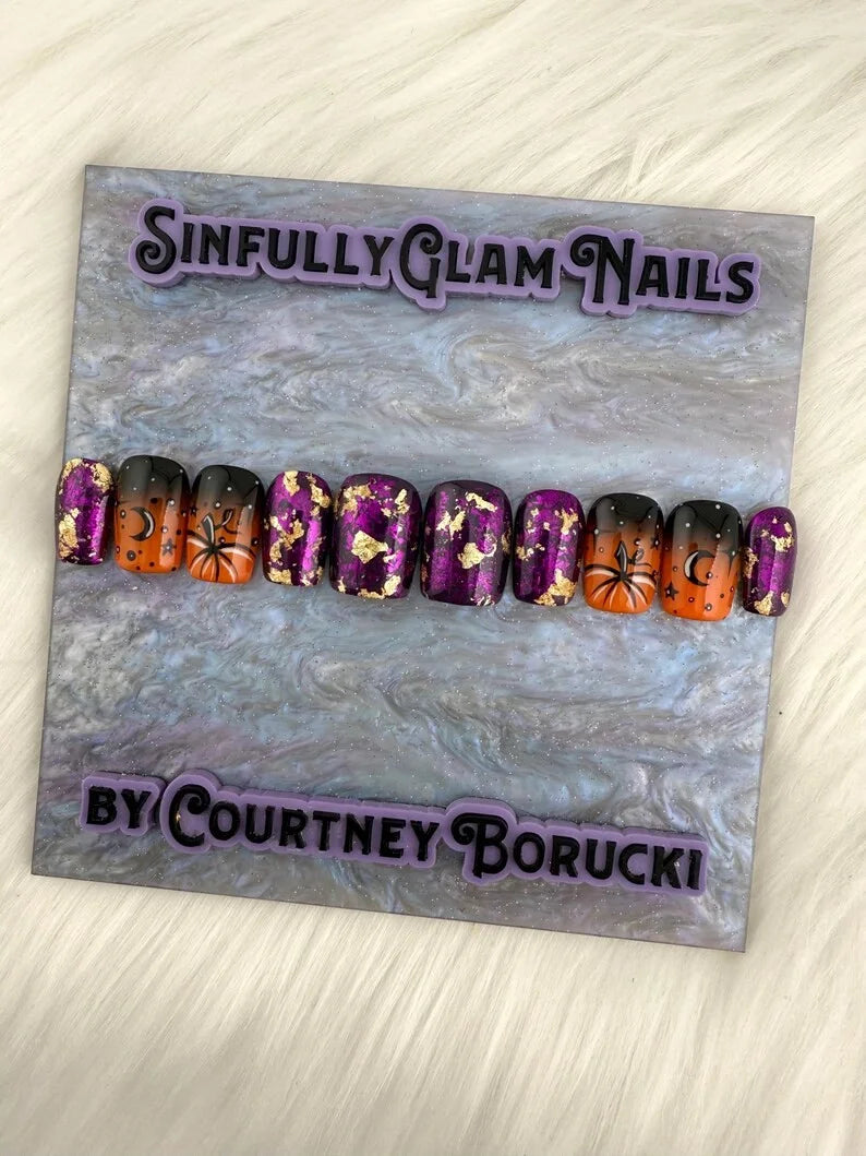 Glamour & Pumpkins Press On Nails *PLEASE READ FULL DESCRIPTION*