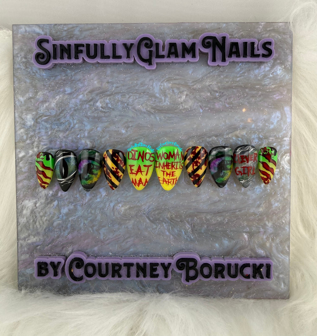 Jurassic Park Inspired Press On Nails *PLEASE READ FULL DESCRIPTION*