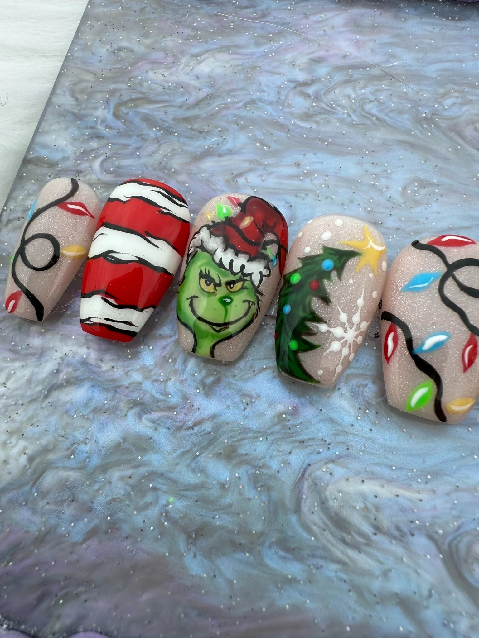 He's A Mean One Press On Nails *PLEASE READ FULL DESCRIPTION*