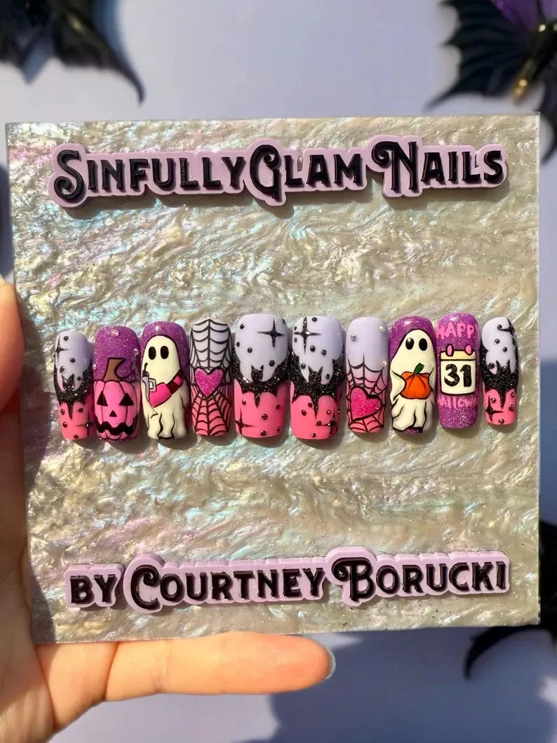 Ghostly Glitter Glam Press On Nails *PLEASE READ FULL DESCRIPTION*