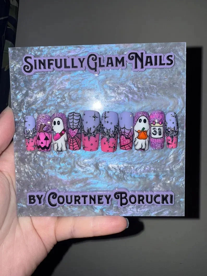 Ghostly Glitter Glam Press On Nails *PLEASE READ FULL DESCRIPTION*