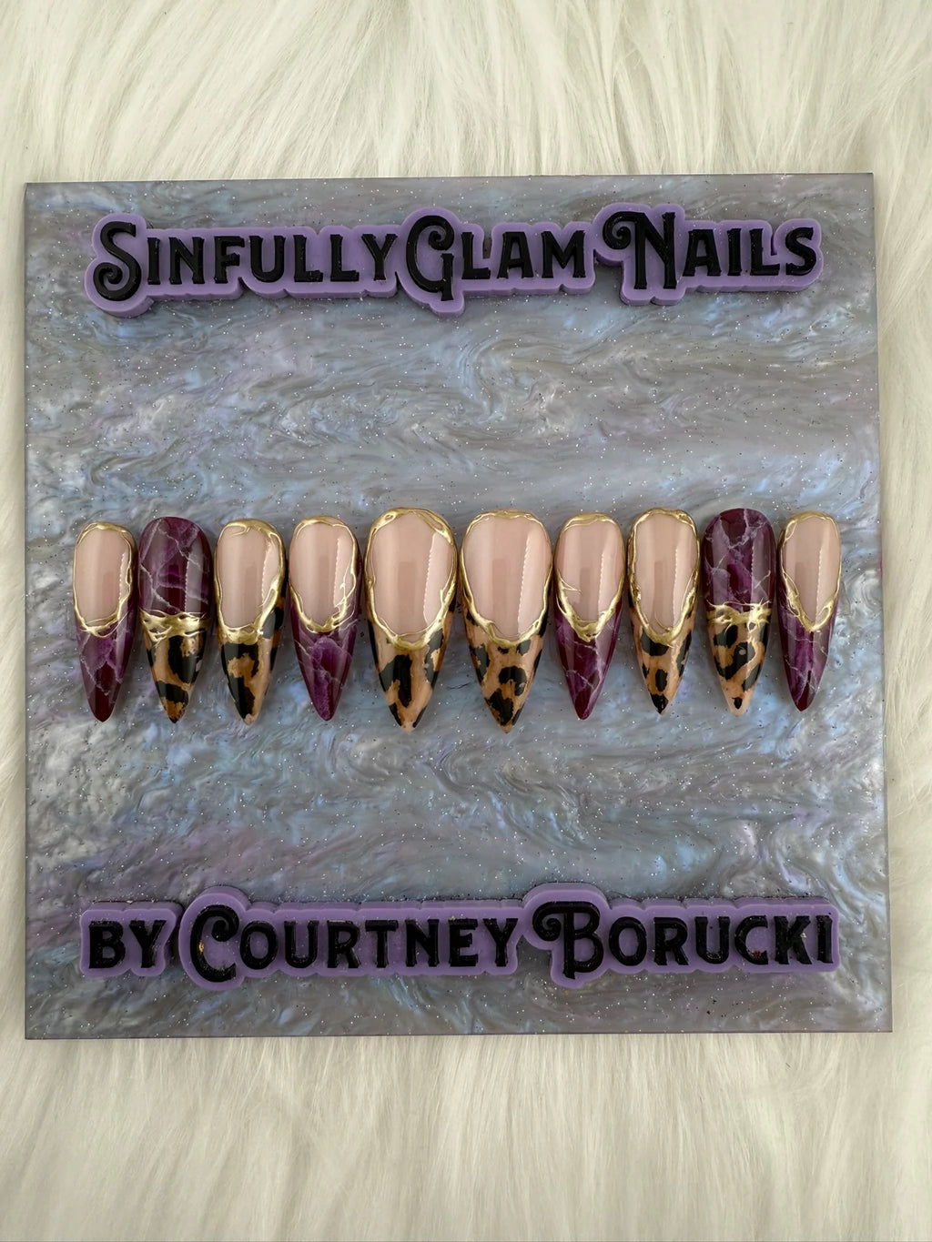 Burgundy Animal Print Press On Nails *PLEASE READ FULL DESCRIPTION*
