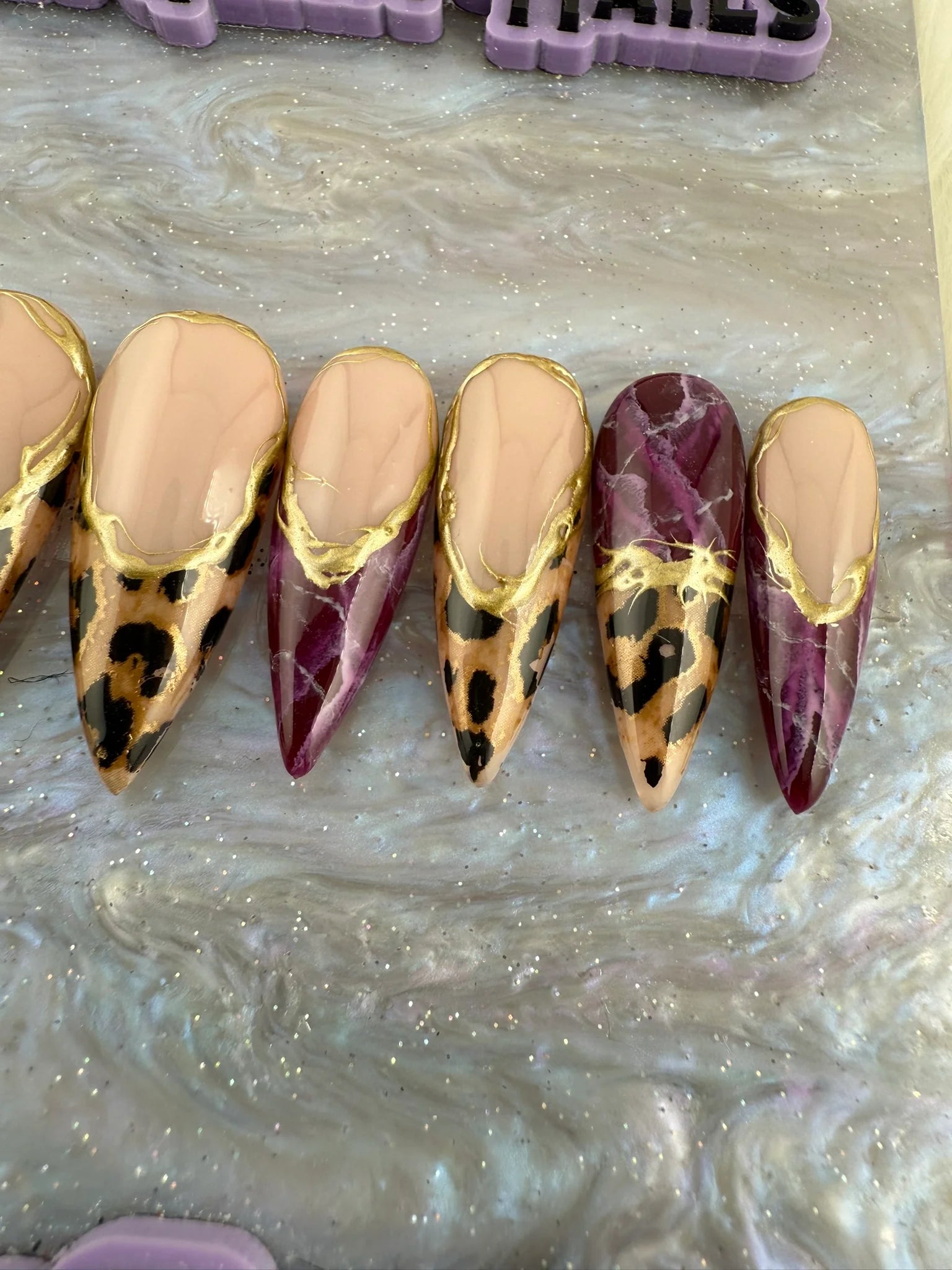 Burgundy Animal Print Press On Nails *PLEASE READ FULL DESCRIPTION*