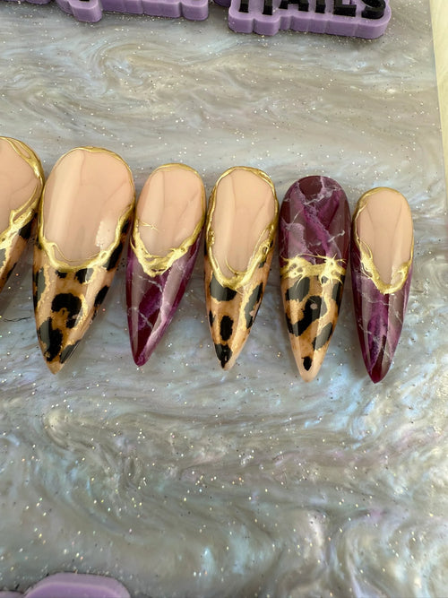 Burgundy Animal Print Press On Nails *PLEASE READ FULL DESCRIPTION*