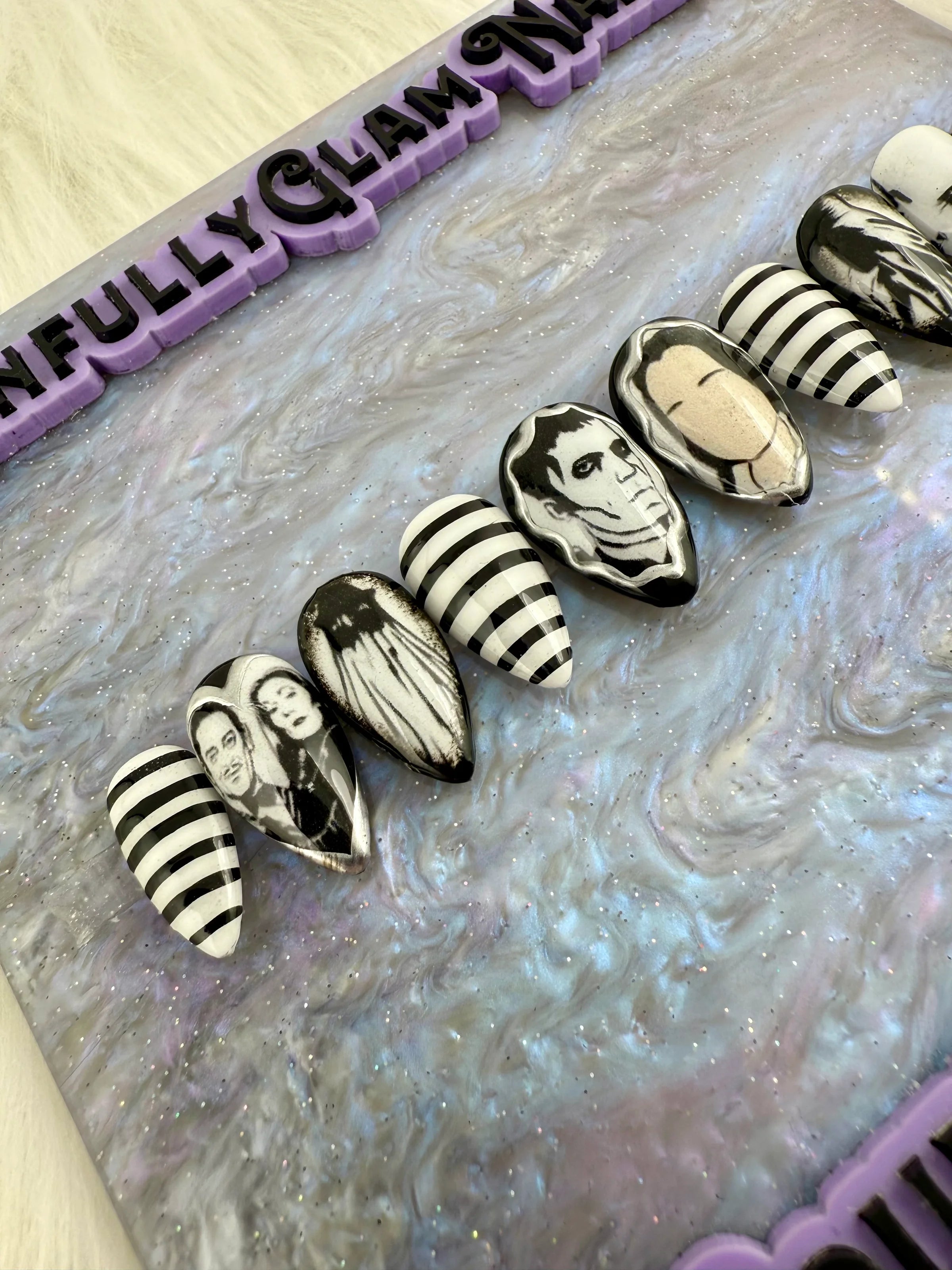 Addams Family Press On Nails *PLEASE READ FULL DESCRIPTION*