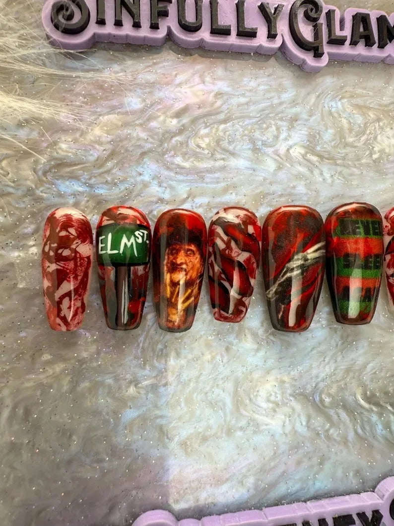 A Nightmare Manicure Press On Nails *PLEASE READ FULL DESCRIPTION*