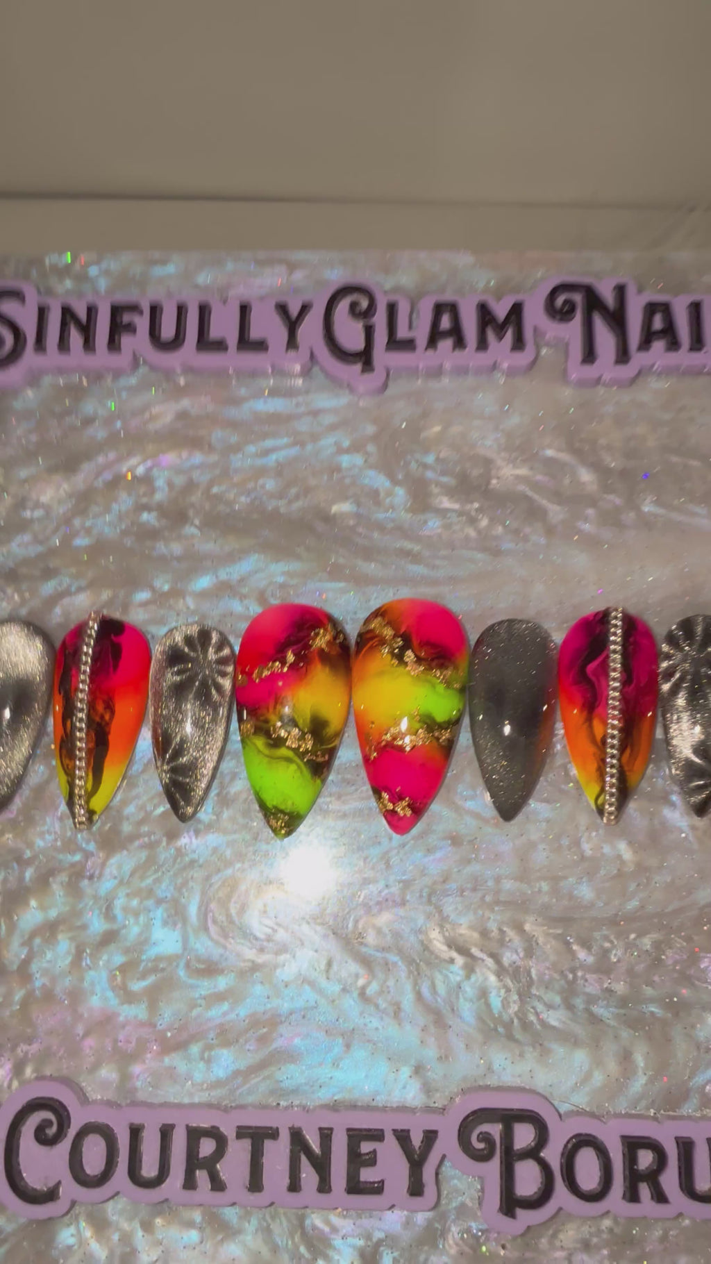 Neon Swirl Press On Nails *PLEASE READ FULL DESCRIPTION*