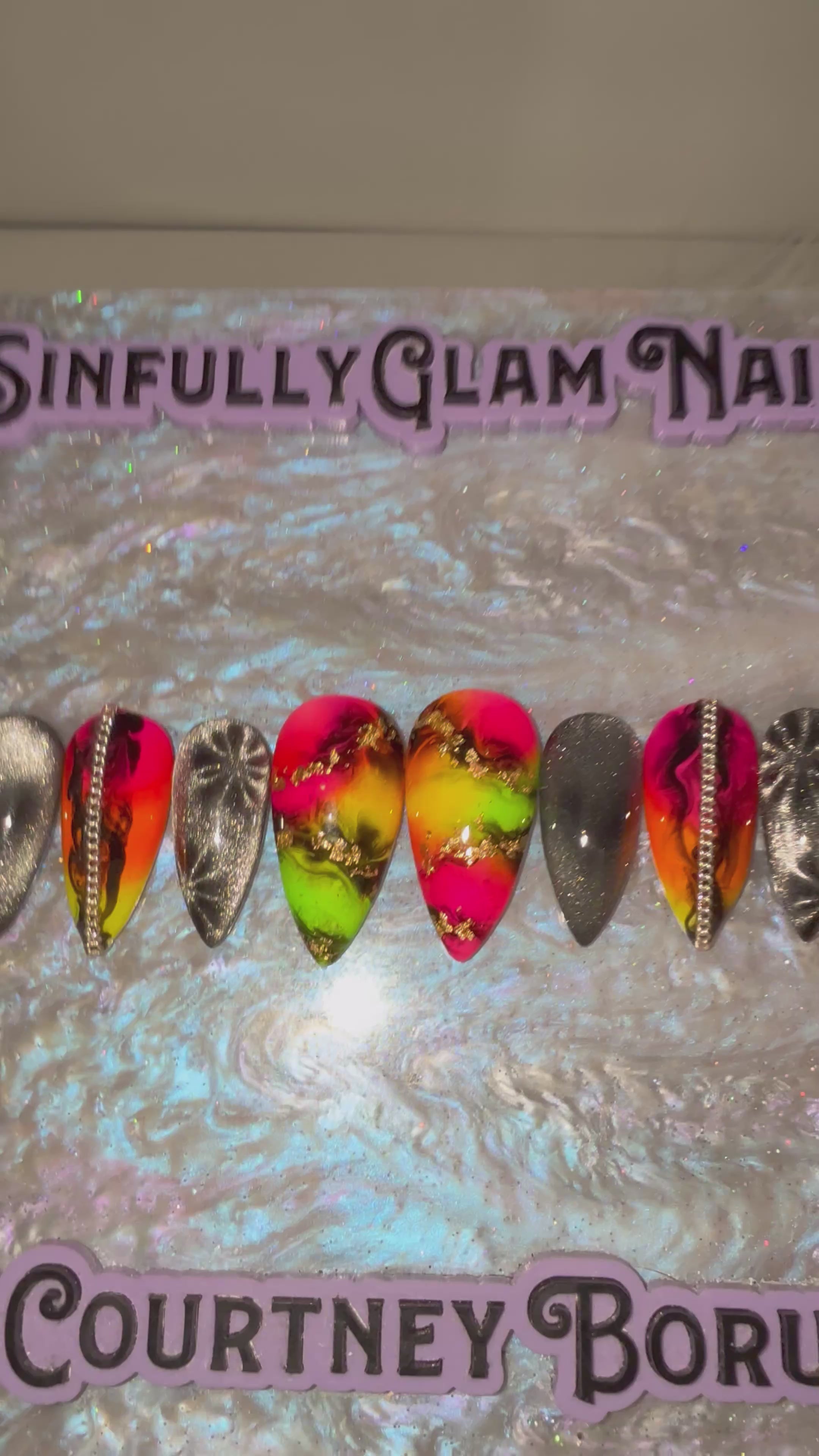 Neon Swirl Press On Nails *PLEASE READ FULL DESCRIPTION*