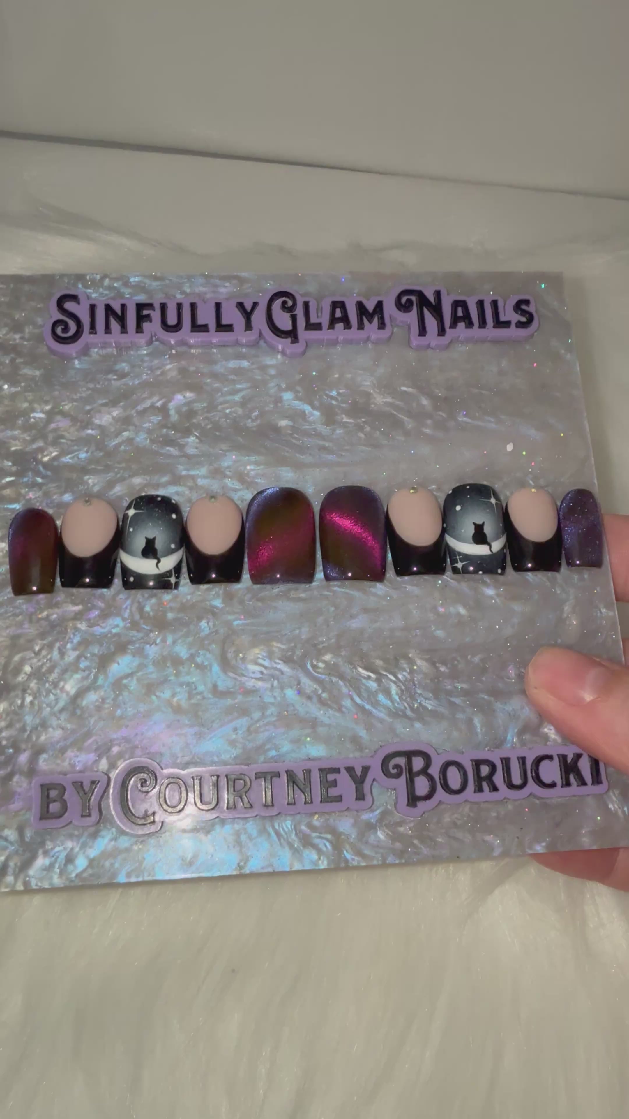 Cat On The Moon Press On Nails *PLEASE READ FULL DESCRIPTION*