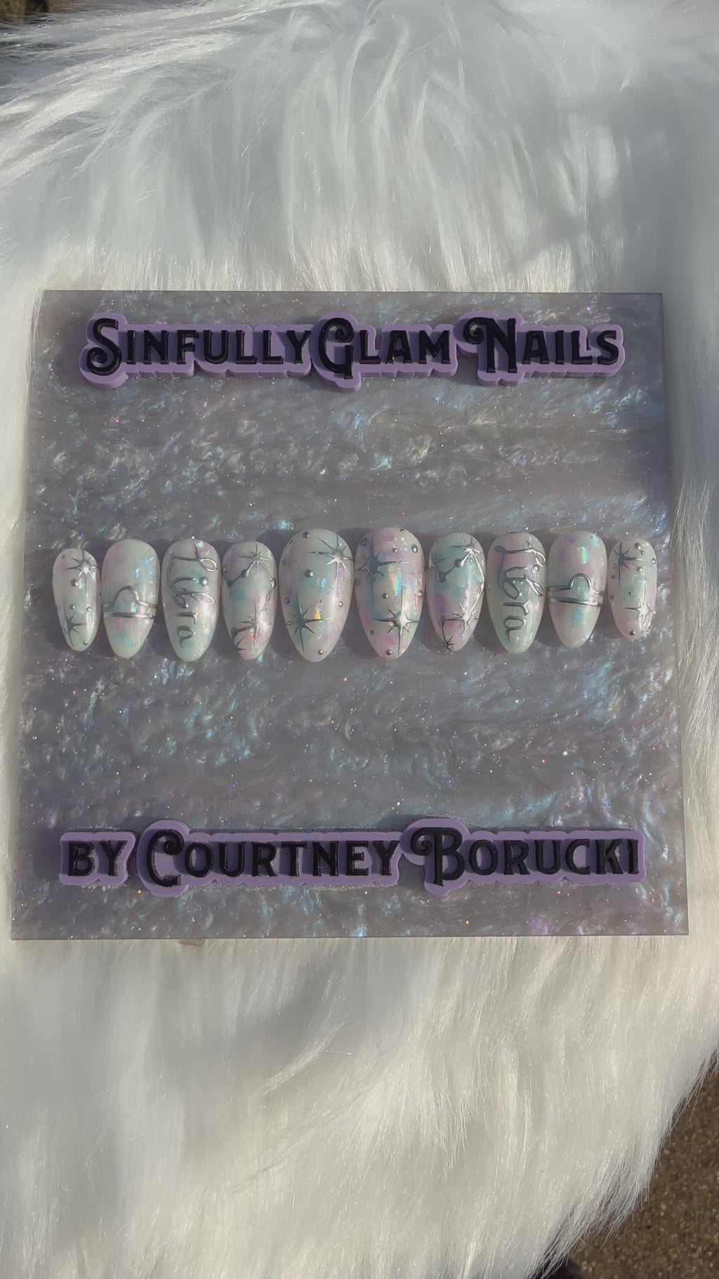 Zodiac Birthday- White Opal Press On Nails *PLEASE READ DESCRIPTION*
