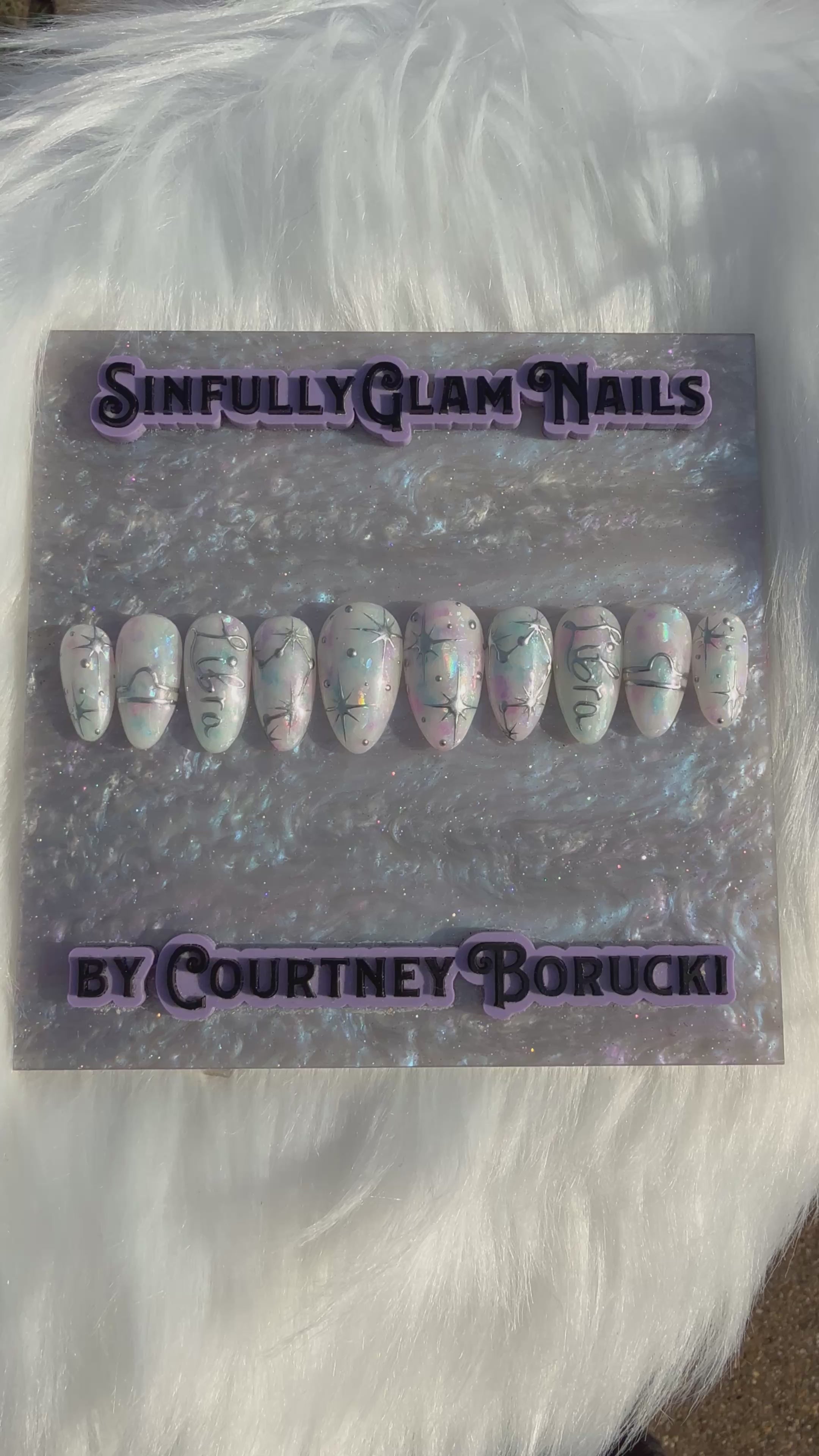 Zodiac Birthday- White Opal Press On Nails *PLEASE READ DESCRIPTION*